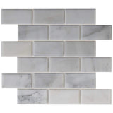 MSI Greecian White Beveled 12 in. x 12 in. x 10 mm Polished Marble Mesh-Mounted Mosaic Tile (1 sq. ft.)