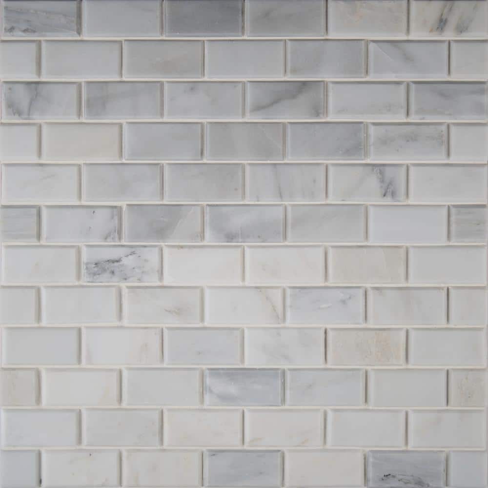 MSI Greecian White Beveled 12 in. x 12 in. x 10 mm Polished Marble Mesh-Mounted Mosaic Tile (1 sq. ft.)