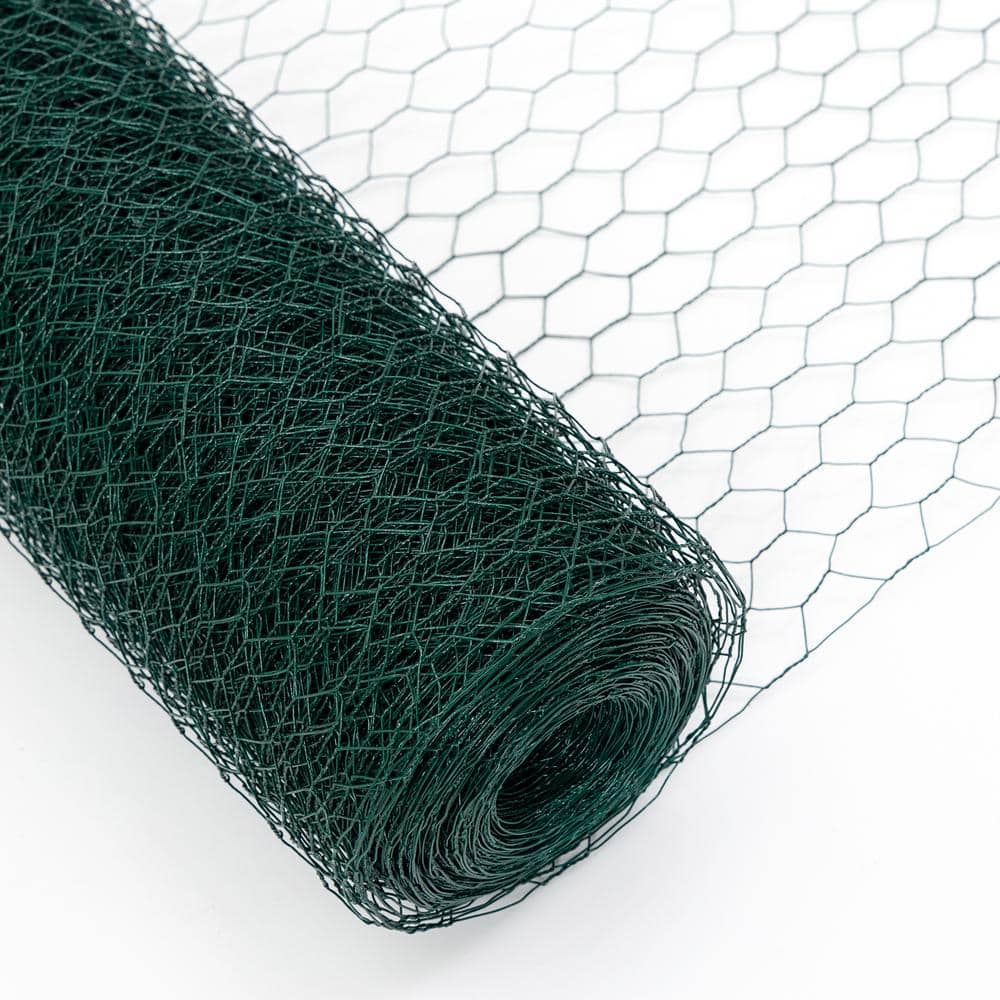 GOGEXX 3.6 ft. W x 197 ft. L Green Chicken Wire Fencing Galvanized Hexagonal Floral Fence Poultry Netting For Garden and Plant