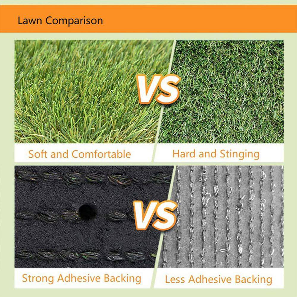 Agfabric 12 ft. x 5 ft. Green Artificial Grass Carpet 1.37 in. Mat for Outdoor Garden Landscape Balcony Dog Grass Rug