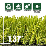 Agfabric 7 ft. x 13 ft. Green Artificial Grass Carpet 1.37 in. Mat for Outdoor Garden Landscape Balcony Dog Grass Rug