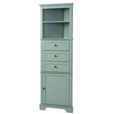 Aoibox 23 in. W x 13.4 in. D x 68.9 in. H in Green MDF Board Ready to Assemble Triangle Corner cabinet with Drawers and Shelves