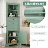 Aoibox 23 in. W x 13.4 in. D x 68.9 in. H in Green MDF Board Ready to Assemble Triangle Corner cabinet with Drawers and Shelves