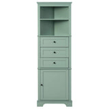 Aoibox 23 in. W x 13.4 in. D x 68.9 in. H in Green MDF Board Ready to Assemble Triangle Corner cabinet with Drawers and Shelves