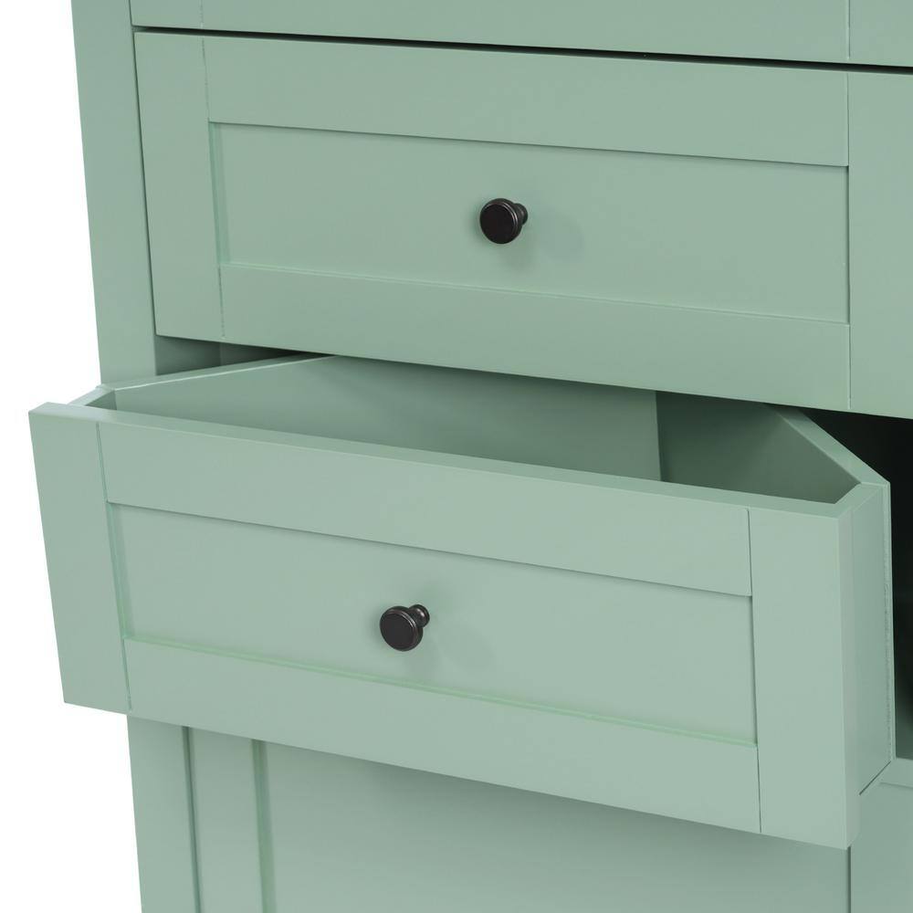 Aoibox 23 in. W x 13.4 in. D x 68.9 in. H in Green MDF Board Ready to Assemble Triangle Corner cabinet with Drawers and Shelves
