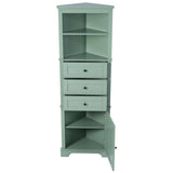 Aoibox 23 in. W x 13.4 in. D x 68.9 in. H in Green MDF Board Ready to Assemble Triangle Corner cabinet with Drawers and Shelves