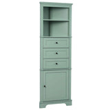 Aoibox 23 in. W x 13.4 in. D x 68.9 in. H in Green MDF Board Ready to Assemble Triangle Corner cabinet with Drawers and Shelves