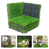 CAPHAUS 1 ft. x 1 ft. Green Artificial Grass Turf Tiles, Self-Draining Interlocking Faux Grass Pet Turf, Tile, Covers 6 sq. ft.