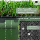 CAPHAUS 1 ft. x 1 ft. Green Artificial Grass Turf Tiles, Self-Draining Interlocking Faux Grass Pet Turf, Tile, Covers 6 sq. ft.