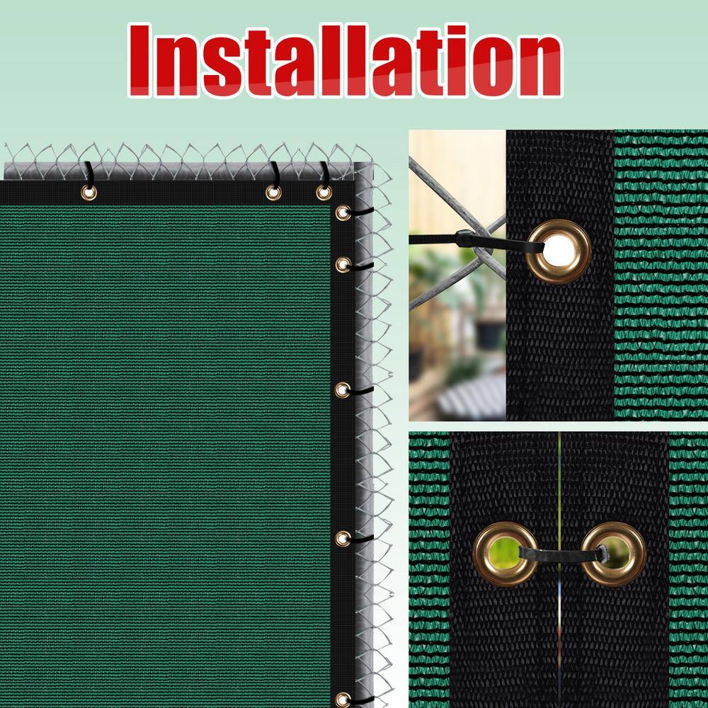 COLOURTREE 8 ft. x 50 ft. Heavy-Duty PLUS Green Privacy Fence Screen Mesh Fabric with Extra-Reinforced Grommets for Garden Fence