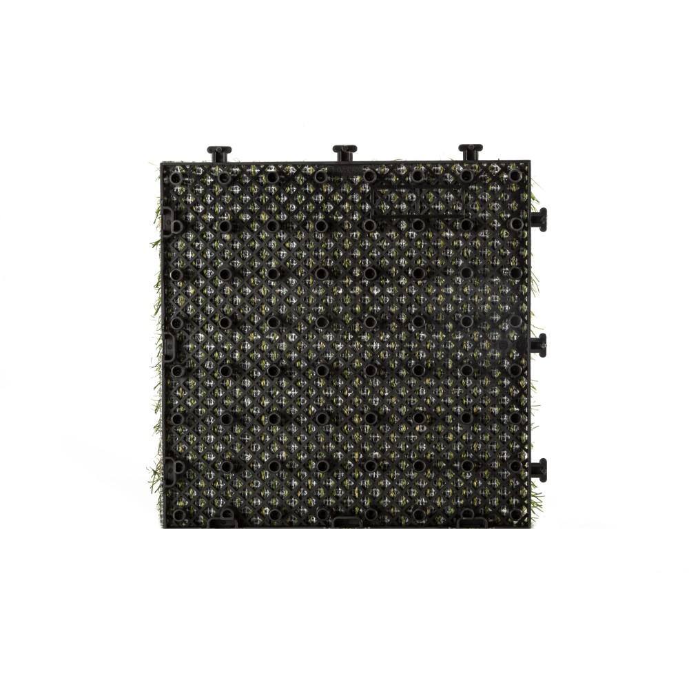 Courtyard Casual 1 ft. x 1 ft. Vinyl Grass Deck Tile in Green (9-Piece)