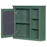 FUNKOL 29.92 x 7.32 x 28 In. Green Wall Mounted Modern Bathroom Storage Cabinet with Door Mirror and 3-Open Storage Dividers