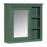 FUNKOL 29.92 x 7.32 x 28 In. Green Wall Mounted Modern Bathroom Storage Cabinet with Door Mirror and 3-Open Storage Dividers