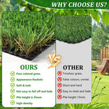 Huluwat 4 ft. x 10 ft. Green Thick Realistic Artificial Grass Rug, 1.38" Pile Height