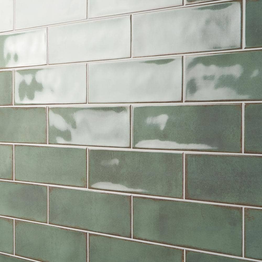 Santa Fe Green 3.93 in. x 11.96 in. Polished Ceramic Wall Tile (10.76 sq. ft./Case)
