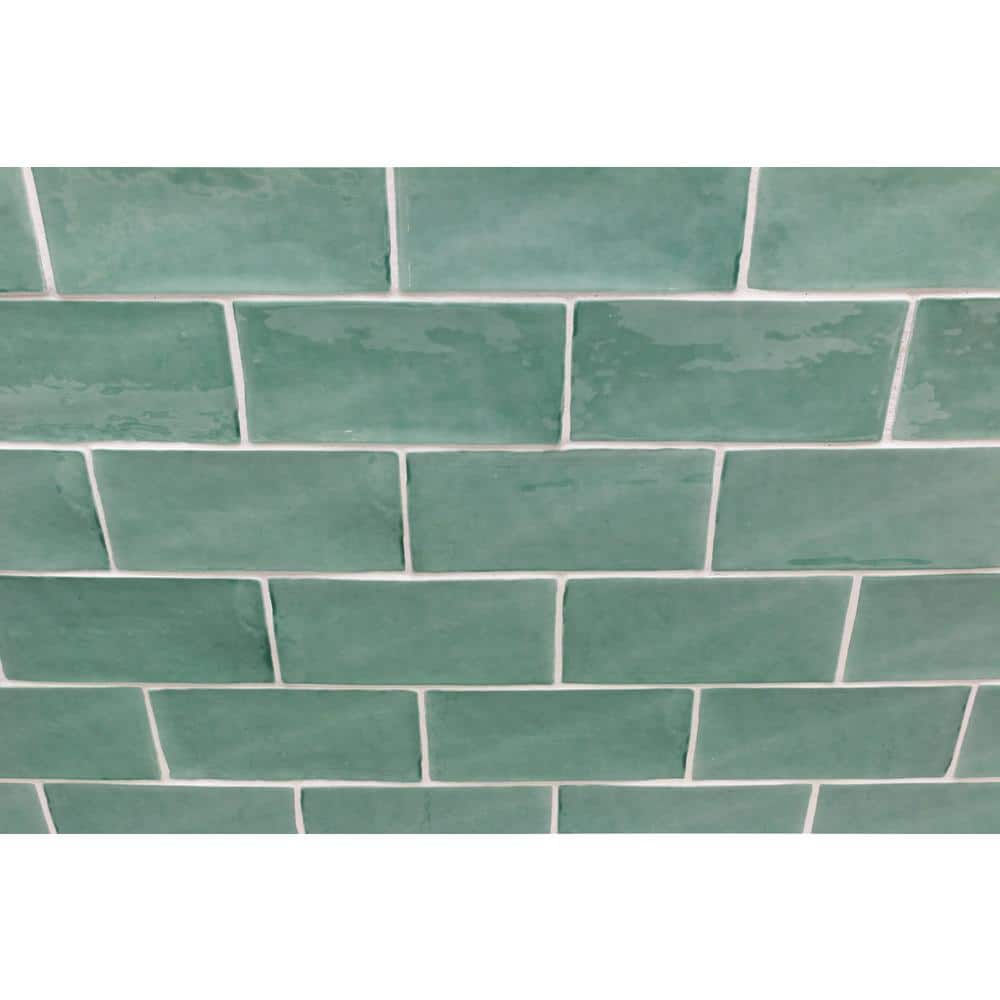 Ivy Hill Tile Catalina Green Lake 3 in. x 6 in. x 8 mm Polished Ceramic Subway Wall Tile (5.38 sq.ft./case)