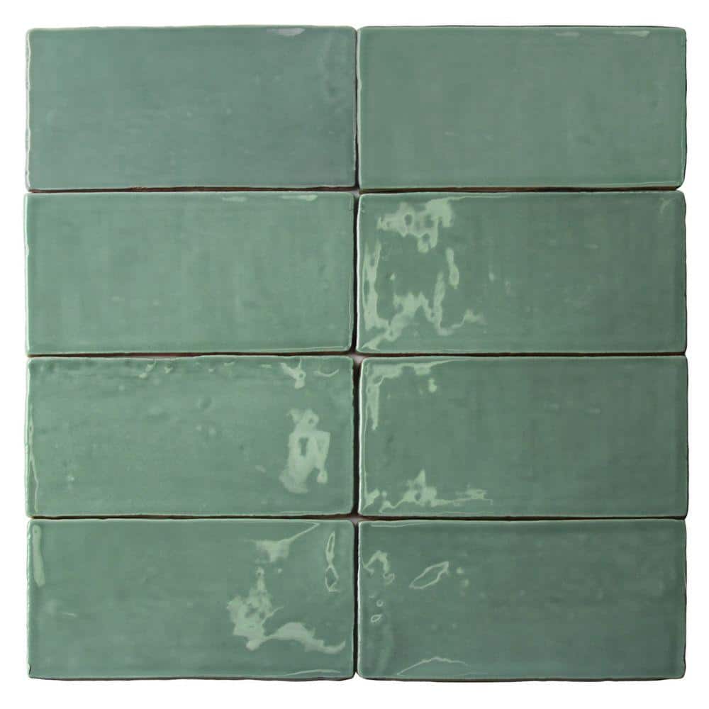 Ivy Hill Tile Catalina Green Lake 3 in. x 6 in. x 8 mm Polished Ceramic Subway Wall Tile (5.38 sq.ft./case)