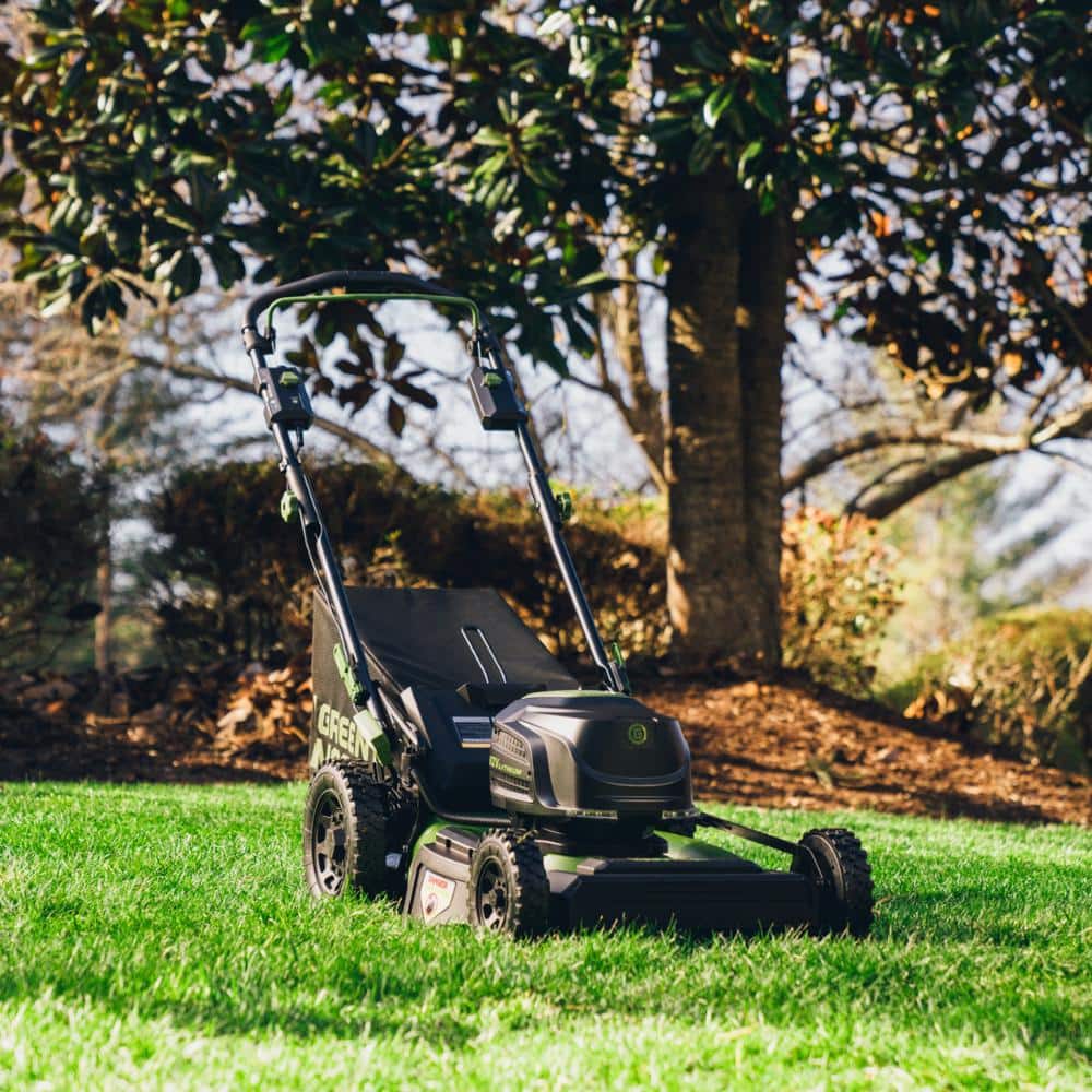 Green Machine 62V Brushless 22 in. Electric Cordless Battery Self- Propelled Lawn Mower with 2 4.0 Ah Batteries and Charger