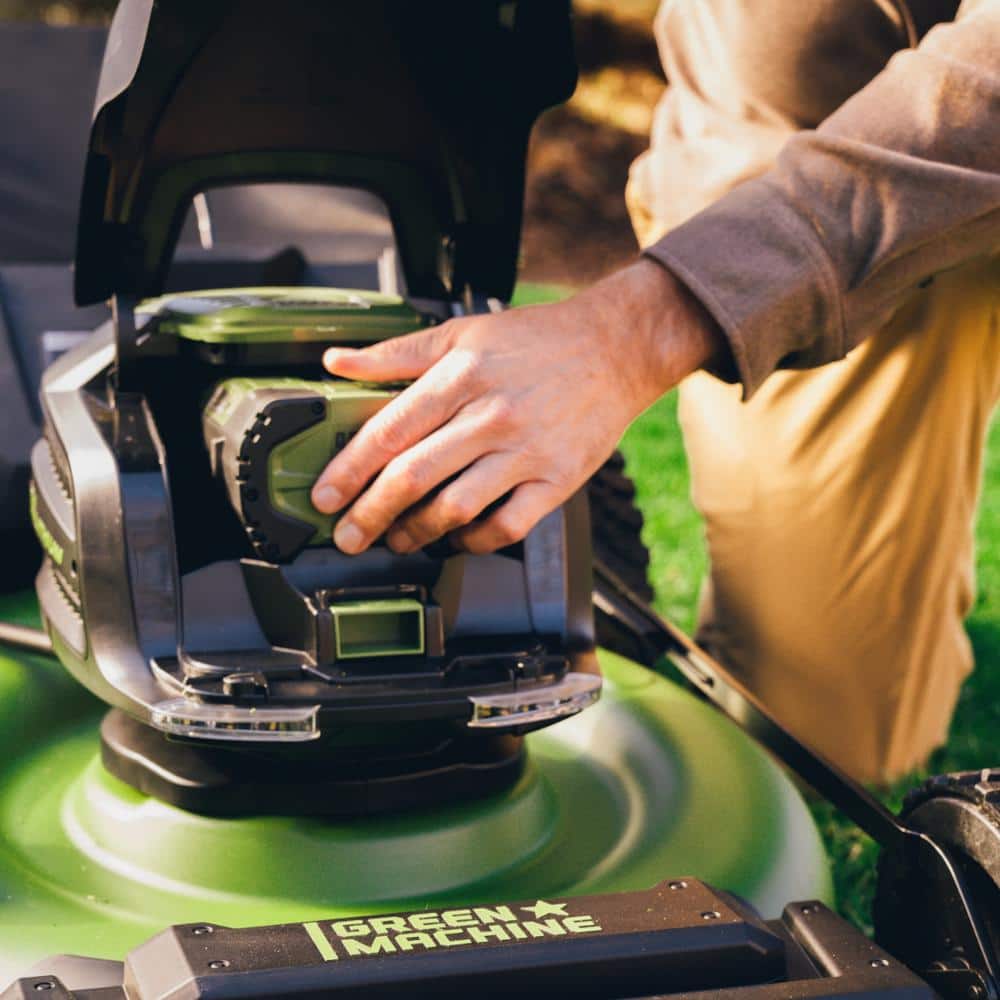 Green Machine 62V Brushless 22 in. Electric Cordless Battery Self- Propelled Lawn Mower with 2 4.0 Ah Batteries and Charger