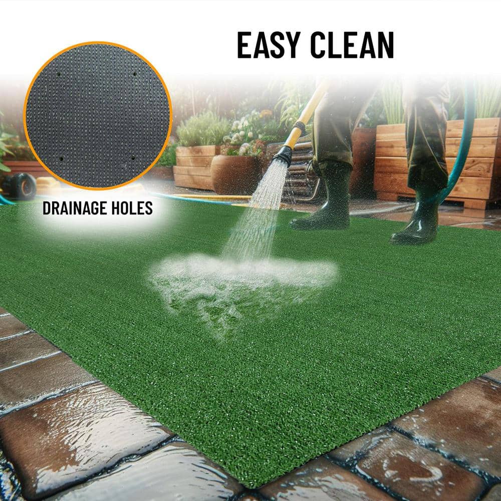 Ottomanson Garden Grass Collection 4 ft. x 7 ft. Green Artificial Grass Rug
