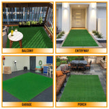 Ottomanson Garden Grass Collection 7 ft. x 9 ft. Green Artificial Grass Rug
