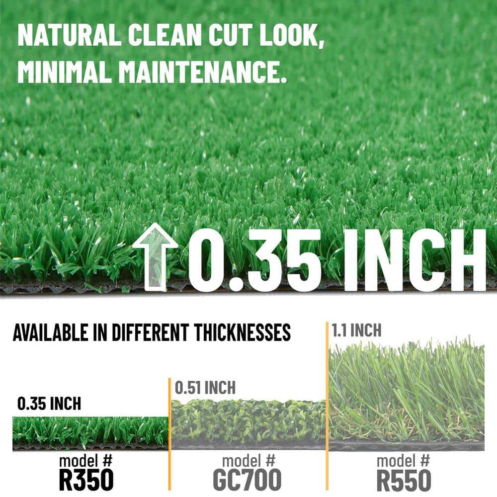 Ottomanson Evergreen Collection Waterproof Solid Grass Design 2x29 Indoor/Outdoor 2 ft. x 29 ft. ., Green, Artificial Grass