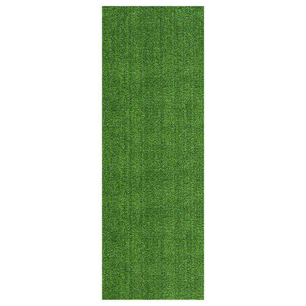 Ottomanson Evergreen Collection Waterproof Solid Grass Design 2x29 Indoor/Outdoor 2 ft. x 29 ft. ., Green, Artificial Grass