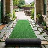 Ottomanson Evergreen Collection Waterproof Solid 3x10 Indoor/Outdoor Artificial Grass Runner Rug,2 ft. 7 in.x9 ft. 10 in.,Green
