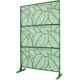 Green Metal Freestanding Decorative Privacy Screen Outside Lawn Garden 76 in. Hx48 in. W Leaf Cutout Privacy FencePanels
