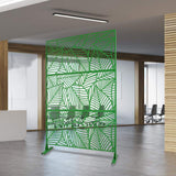Green Metal Freestanding Decorative Privacy Screen Outside Lawn Garden 76 in. Hx48 in. W Leaf Cutout Privacy FencePanels