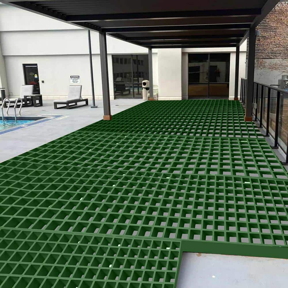 Wellco 1 ft. x 4 ft. x 1 in. Green Fiberglass Paver Molded Grating