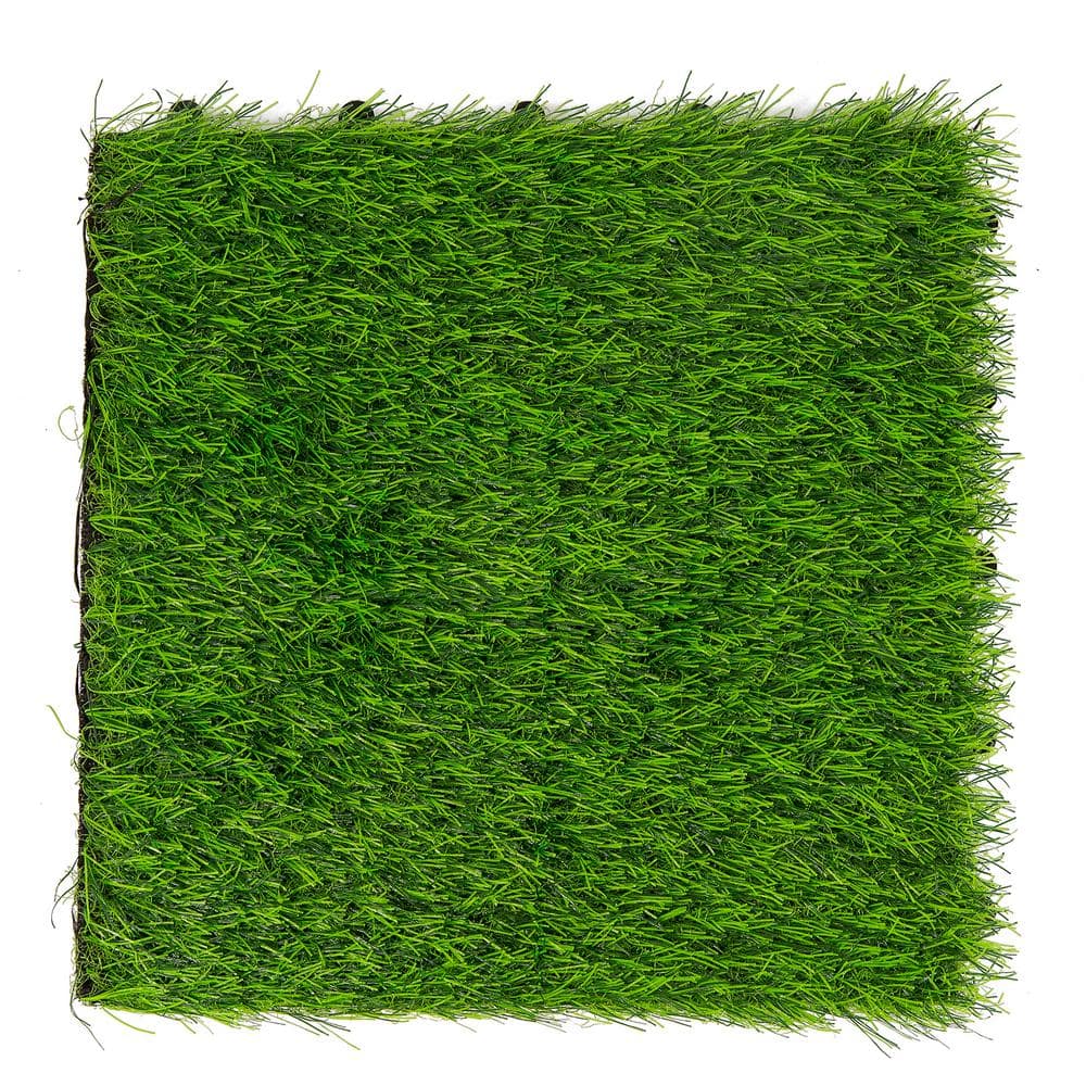 Pro Space 12 in. x 12 in. Square Interlocking Flooring Tiles Tufted Grass Green (30-Pack)