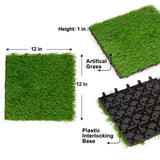Pro Space 12 in. x 12 in. Square Interlocking Flooring Tiles Tufted Grass Green (30-Pack)