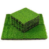 Pro Space 12 in. x 12 in. Square Interlocking Flooring Tiles Tufted Grass Green (30-Pack)