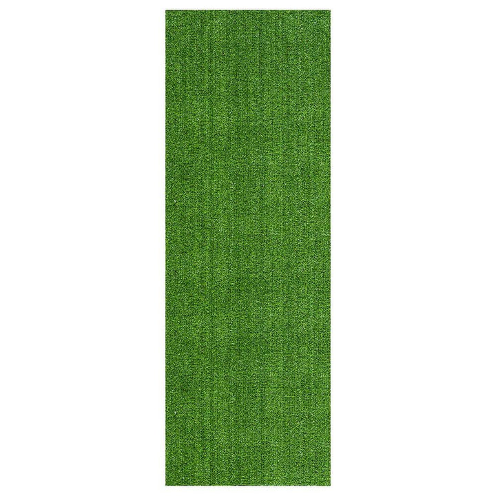 Sweet Home Stores Green 3 ft. x 30 ft. Meadowland Collection Waterproof Solid Artificial Grass Runner Rug Indoor/Outdoor Area Rug