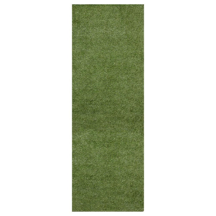 Sweet Home Stores Meadowland Collection Waterproof Solid Indoor/Outdoor (2'7" x 14') 3 ft. x 14 ft. Green Artificial Grass Runner Rug