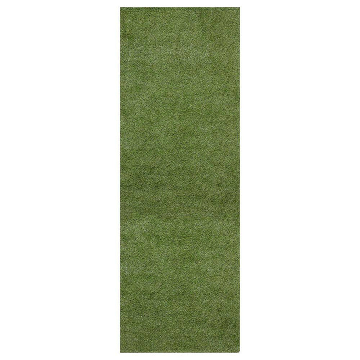 Sweet Home Stores Meadowland Collection Waterproof Solid Indoor/Outdoor (2'7" x 26') 3 ft. x 26 ft. Green Artificial Grass Runner Rug