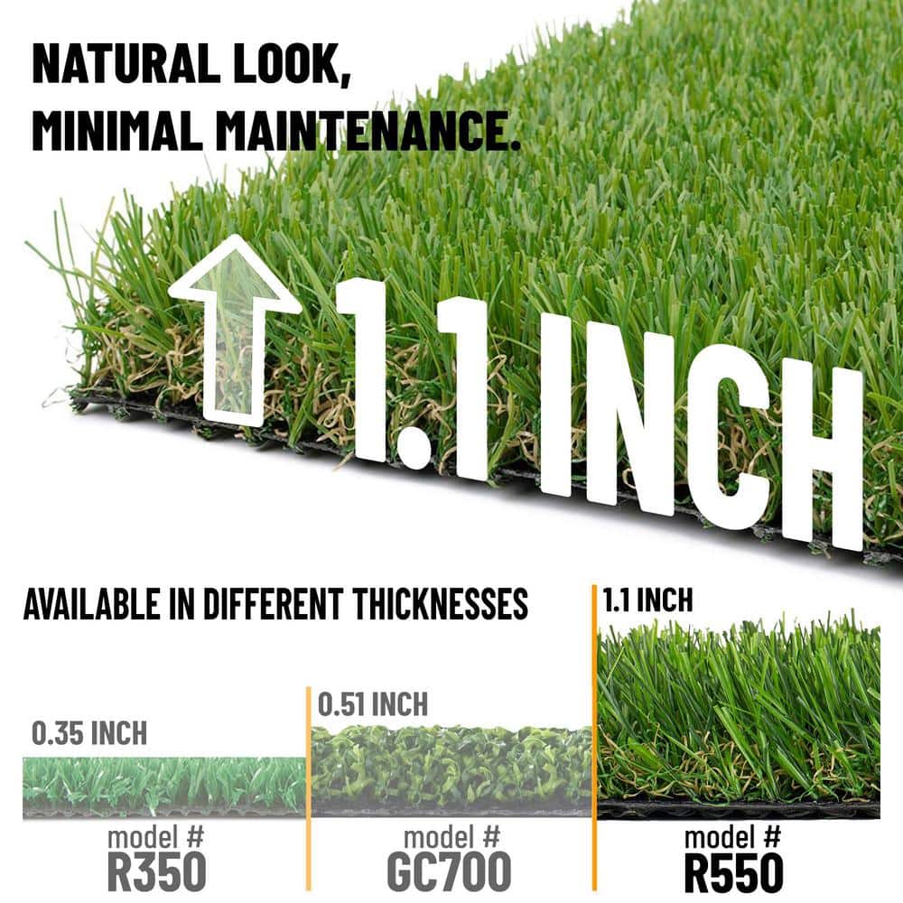 Sweet Home Stores Meadowland Collection Waterproof Solid Indoor/Outdoor 7 ft. x 12 ft. Green Artificial Grass Area Rug