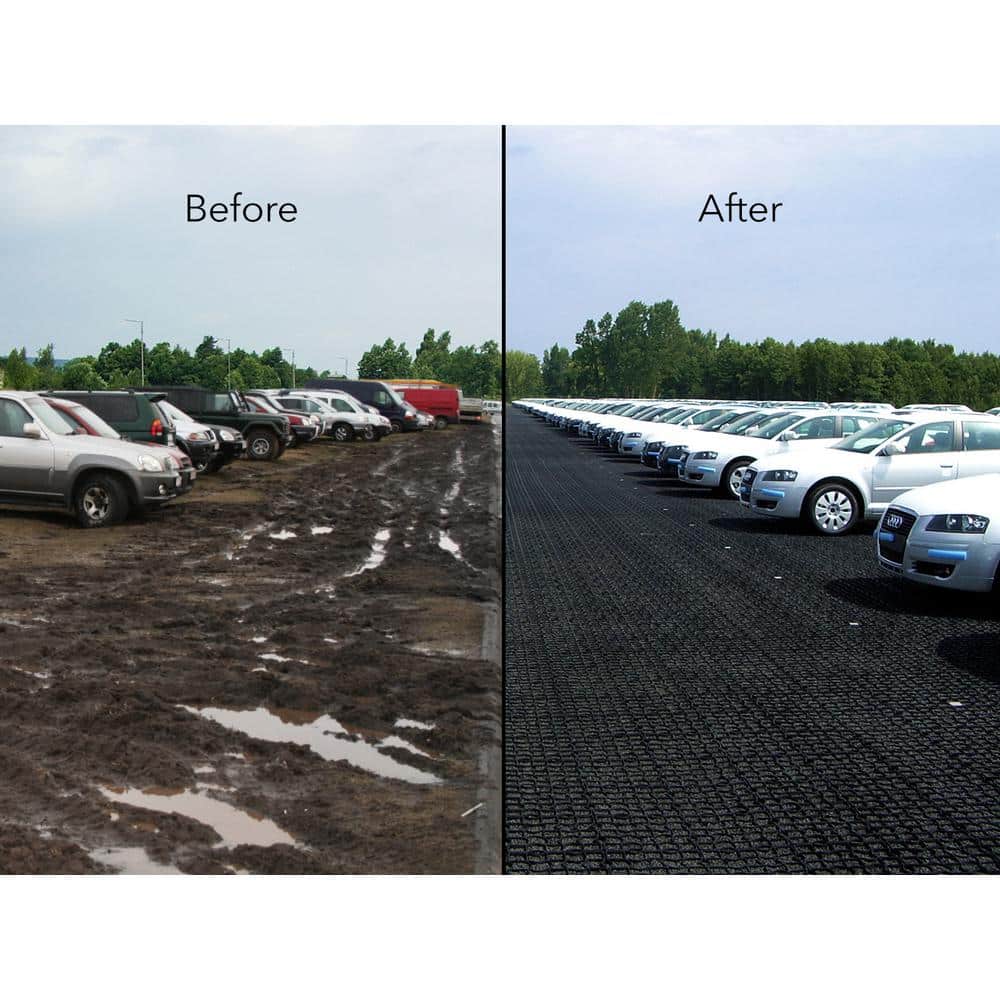 Techno Earth 19.7 in. x 19.7 in. x 1.9 in. Green Permeable Plastic Grass Pavers for Parking Lots, Driveways (4 Pieces/11 sq.ft.)