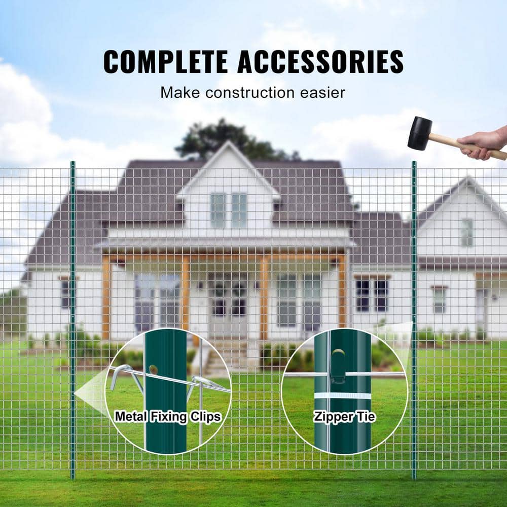 VEVOR 7 ft. Fence Post, T-Post Heavy-Duty Metal Fence Posts, Sturdy Steel Fence Stakes for Garden Yard, Lawn, Green (10-Pack)