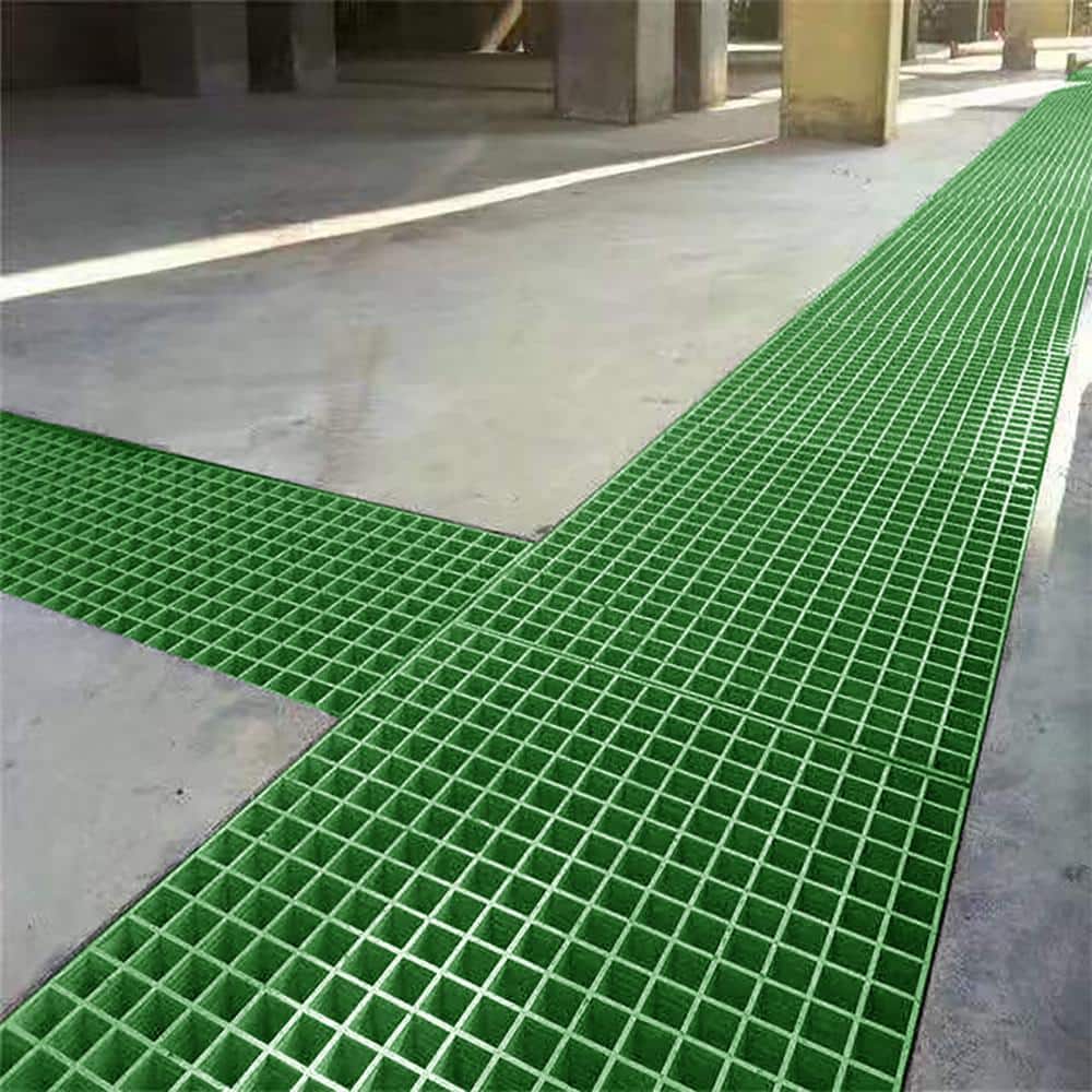 Wellco 1.5 in. x 1.5 in. x 1 in., 1 ft. x 4 ft., Fiberglass Molded Grating Composite for Outdoor Drain Cover Deck Tile in Green
