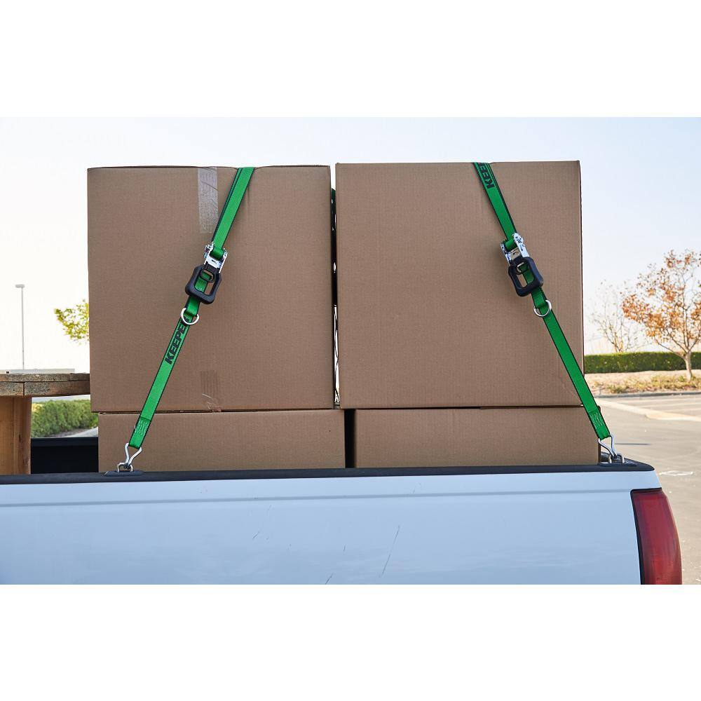 Keeper Chrome 16 ft. x 1.25 in. Ratchet Tie-Down Straps, 1,000 lb WLL (2-Pack)