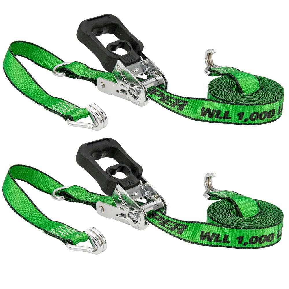 Keeper Chrome 16 ft. x 1.25 in. Ratchet Tie-Down Straps, 1,000 lb WLL (2-Pack)