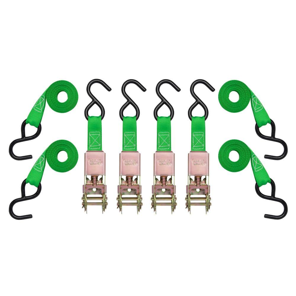 Keeper 1 in. x 10 ft. Ratchet Tie-Down Straps, 300 lb Working Load, 4-Pack