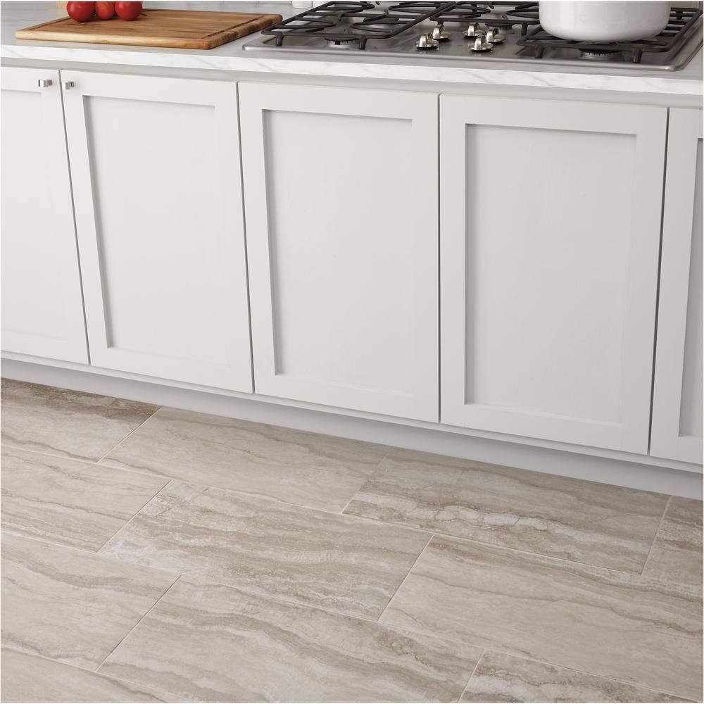 Marazzi Vettuno Greige 12 in. x 24 in. Glazed Porcelain Floor and Wall Tile (15.6 sq. ft. / case)