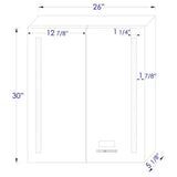 ALFI BRAND 26 in. W x 30 in. H Frameless Recessed or Surface Mount Medicine Cabinet with LED Light and Bluetooth