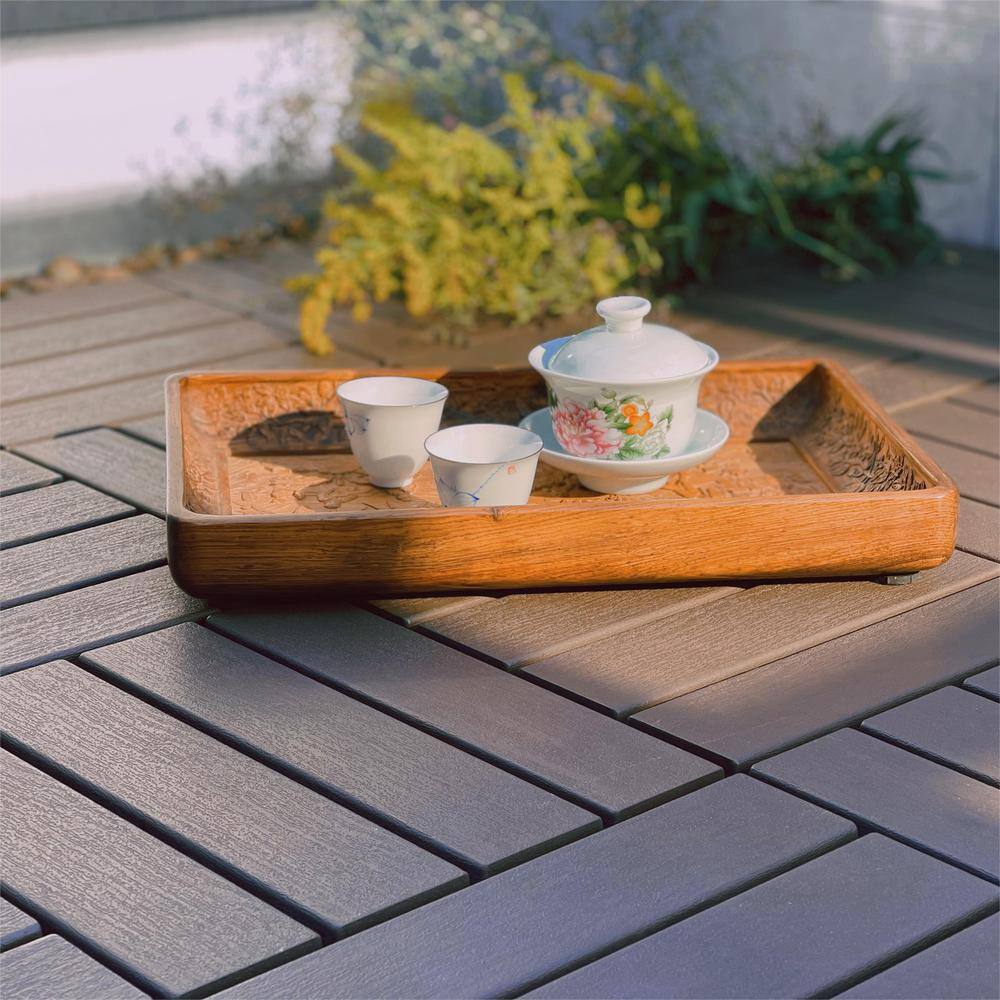 1 ft. x 1 ft. Polypropylene Deck Tile in Dark Brown (44-Piece)