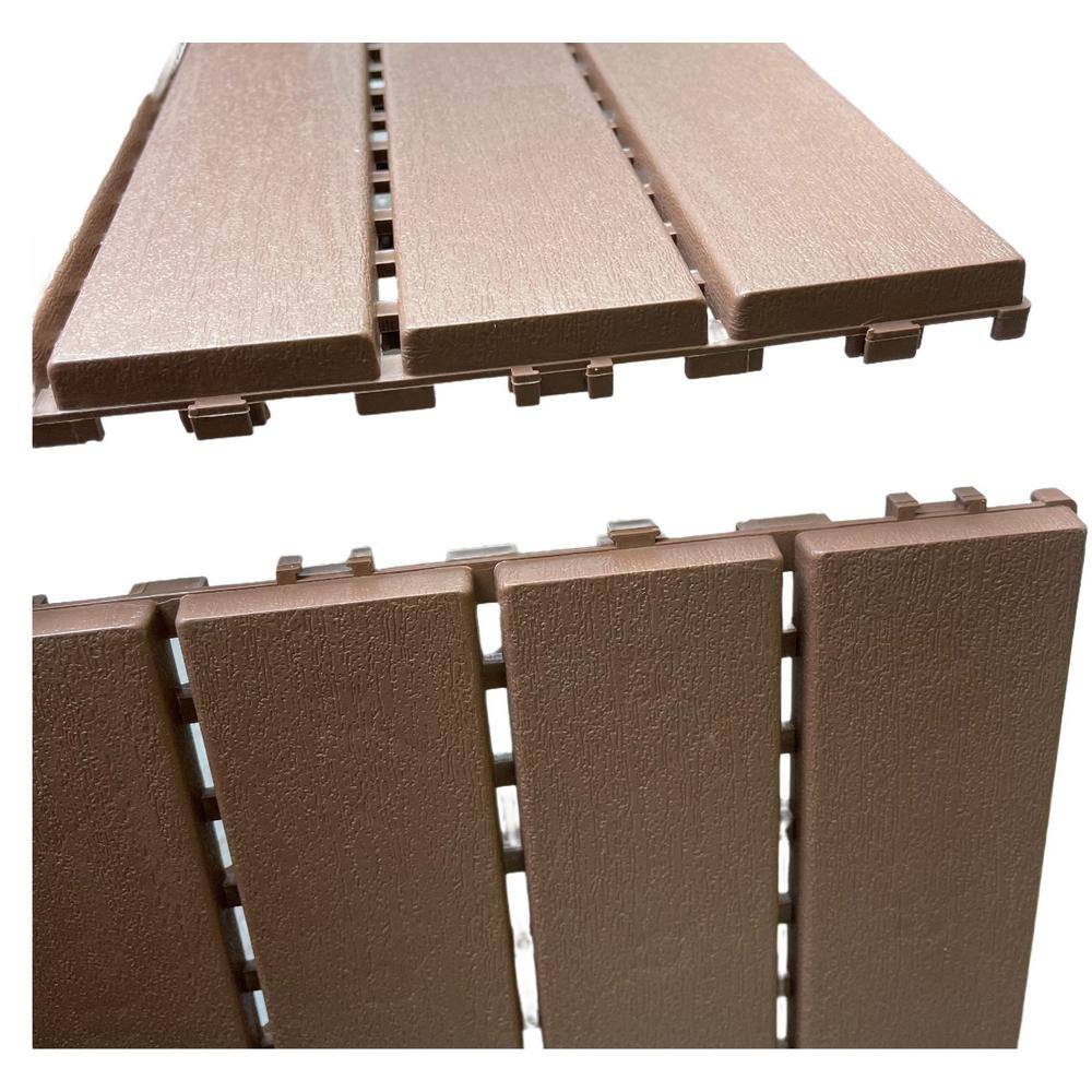 1 ft. x 1 ft. Polypropylene Deck Tile in Dark Brown (44-Piece)