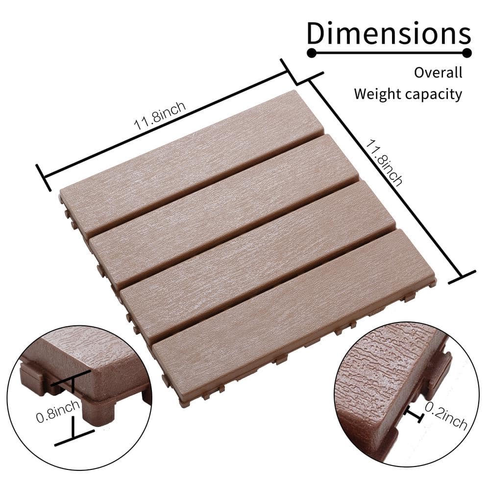 1 ft. x 1 ft. Polypropylene Deck Tile in Dark Brown (44-Piece)