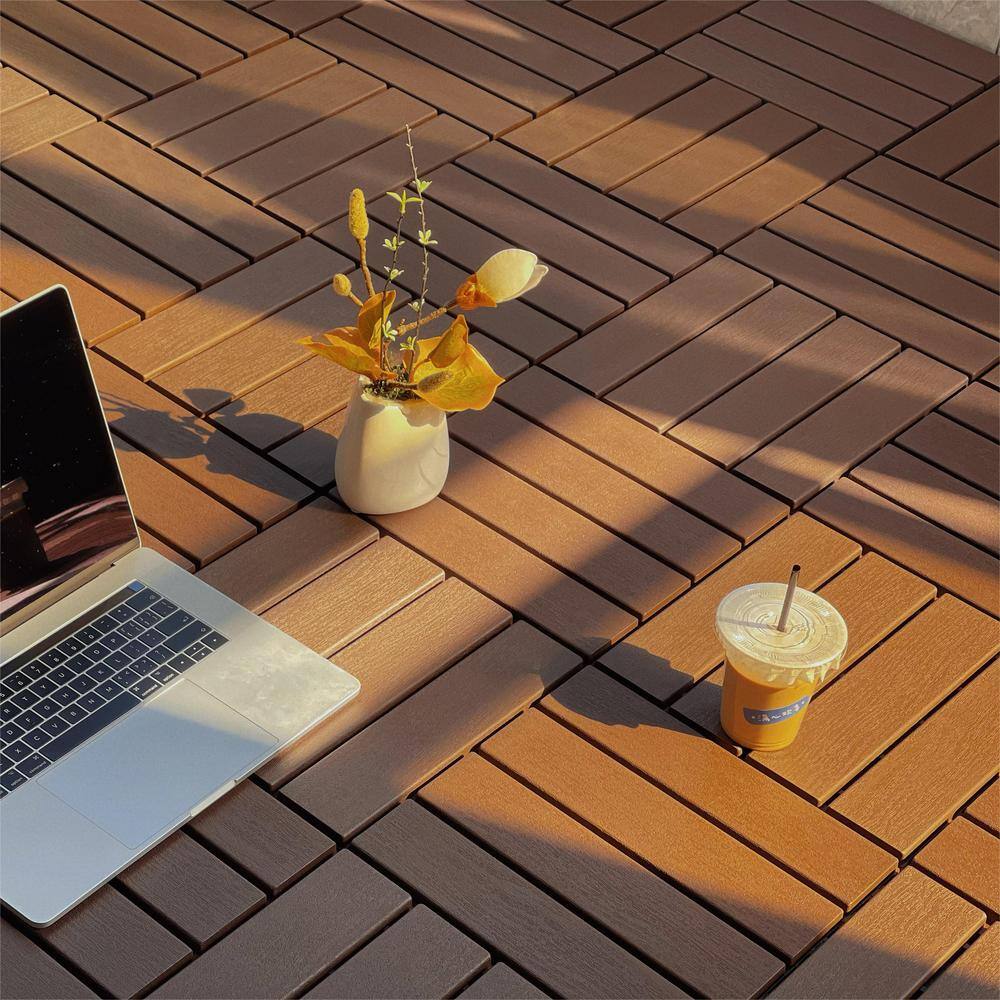 1 ft. x 1 ft. Polypropylene Deck Tile in Dark Brown (44-Piece)